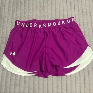 Under Armour Women's Magenta and White Athletic Shorts